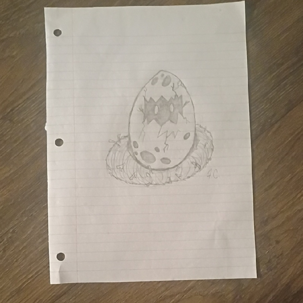 Original Handmade Mystical Egg Sketch Art on Paper